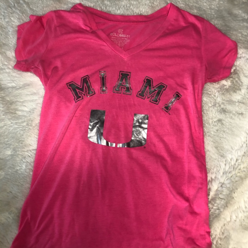 Miami U hot pink tee